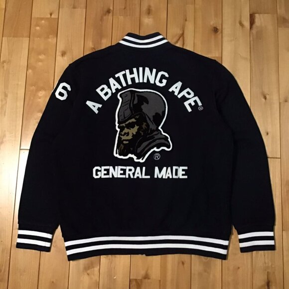 Vintage Bape General Made Football Sweat Varsity Jacket By A Bathing Ape